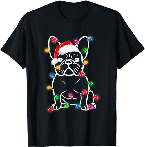 Funny French Bulldog Dog Tree Christmas Lights Xmas Pajama  T-Shirt, Sweatshirt, Hoodie - 100126