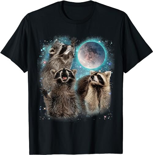 3 Racoon Moon Howling Raccoon Head Funny For Men Women Kid  T-Shirt, Sweatshirt, Hoodie - 26198