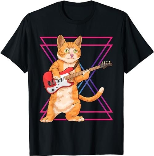 Cat Playing Guitar Musician Kitten Funny Bass Guitar Player  T-Shirt, Sweatshirt, Hoodie - 33772