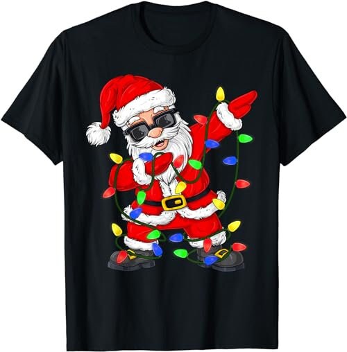 Dabbing Santa Claus Christmas Tree Lights Boys Kids Dab Xmas  T-Shirt, Sweatshirt, Hoodie - 100177