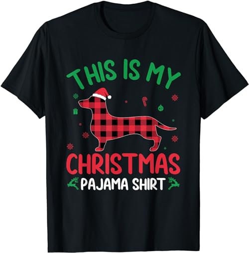 Red Plaid Ugly This Is My Dachshund Dog Christmas Pajama  T-Shirt, Sweatshirt, Hoodie - 100132