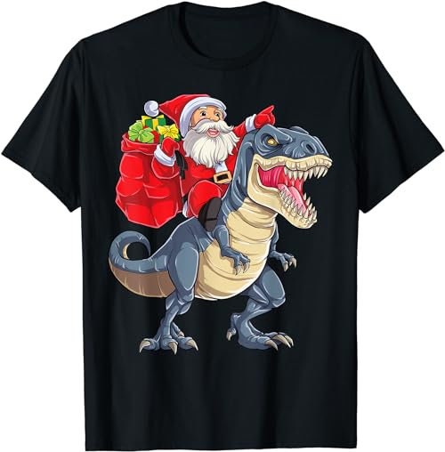 Dinosaur T rex Christmas Santa Boys Men Girls Xmas Squad  T-Shirt, Sweatshirt, Hoodie - 100108