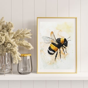 Bee Watercolor Print, Wall Art, Fine art Print