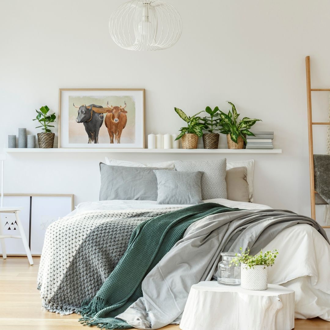 Equally Yoked, Watercolor Painting, Art Print, Christian Art, LDS, Oxen, Church Gift, Animal