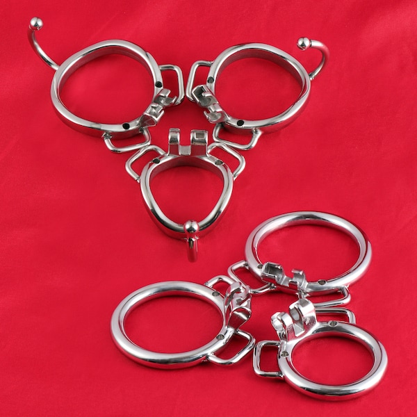 Chastity Cage Accessory Ring (With Ears & Hook) for MastersKeyUK Shop Chastity Cage That Uses Built-in Lock only