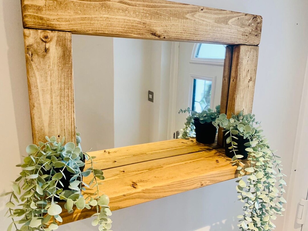 Rustic Mirror Shelf Rustic Mirror Wooden Mirror Mirror Etsy UK