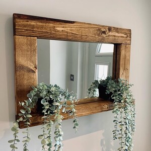 Dark Oak Landscape Rustic mirror, country Style Rustic mirror, Farmhouse Dark oak mirror, Hallway mirror, Bedroom mirror, wall hanging,