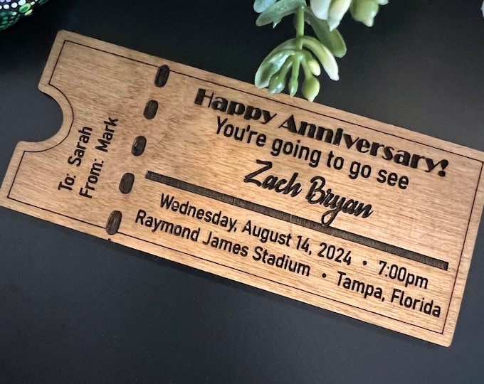 Personalized Concert Ticket Stub, Custom Surprise birthday gift, Mother’s Day Gift Present, unique gift for anniversary, gift for her him