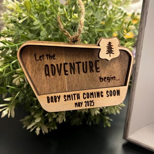 National Park Sign Baby Pregnancy Annoucement Ornament, Christmas gift for new soon to be grandparents, travel, hiking, outdoor theme