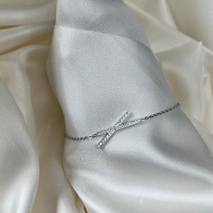 Cleef Silver and Zircon bracelet, minimalist, fine chain, women&#39;s jewelry, Christmas gift