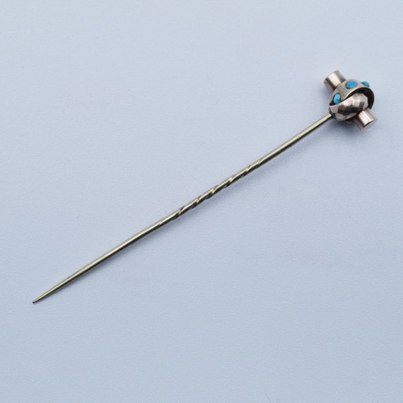 Antique Turquoise Stick pin in 9ct gold. - image 5