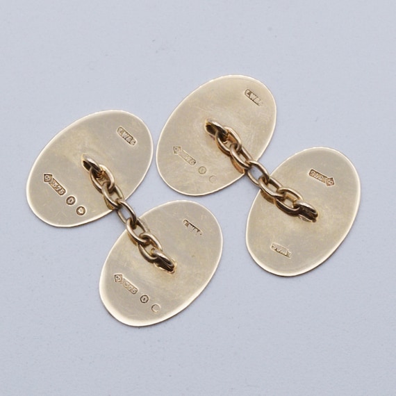 Antique Oval Cufflinks with a floral engraving in… - image 3