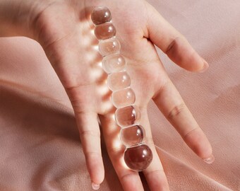 Mini Beads Glass Anal Dildo/For Beginner/Crystal Butt Plug/Adult Sex Toy/Glass Dildo For Goddess/Sex Glass Toys/Mature