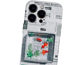 Coque de téléphone transparente personnalisée style ancien poisson rouge pour iPhone 11 12 13 14 15 Pro Max coque iphone
