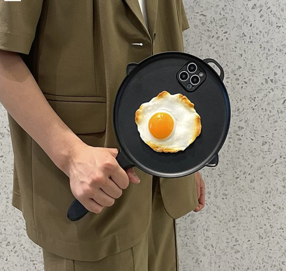 Funny Pan Fried Eggs Phone Case Funny Fried Egg for iPhone 15 14 13 11 12  Pro Max X XS XR Drop Proof Silicone Case 