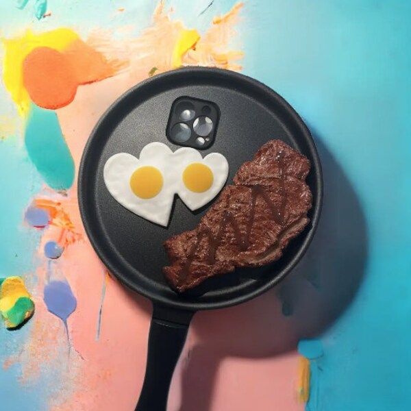 Love Omelette Gourmet frying Pans iPhone Case, Cute Steak ,Doughnuts ,Pizza frying pan phone case iPhone 11 12 13 14 15Pro Max iphone Case