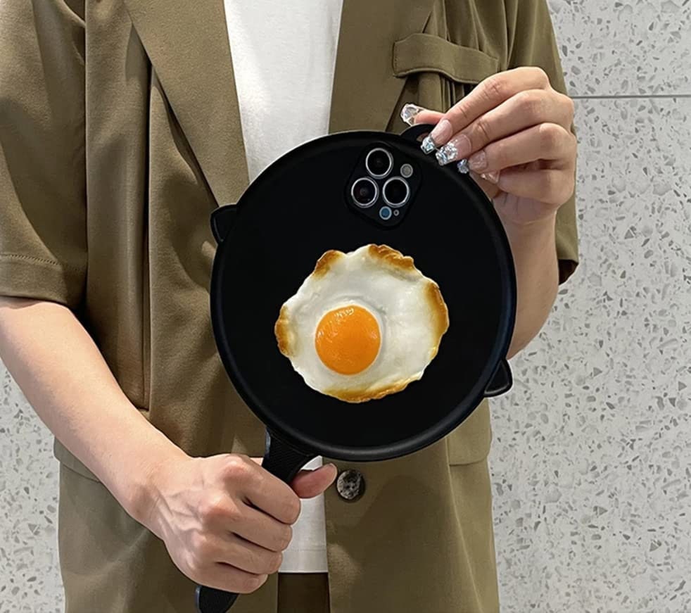 Funny Pan Fried Eggs Phone Case Funny Fried Egg for iPhone 15 14 13 11 12  Pro Max X XS XR Drop Proof Silicone Case 