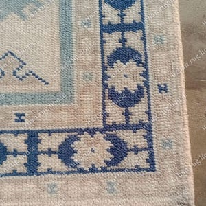 Taupe/blue Modern Oushak Hand knotted Modern Vintage Made to Order (In Any Size!)Modern Oushak rug/ large area rug/pastel/sage/muted Rug