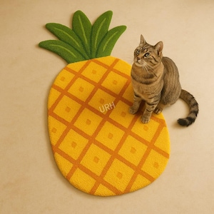 Playful Pineapple Rug – Tropical Fruit Tufted Carpet for Kitchen, Entryway, or Pet Corner