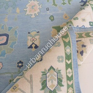 Blue, Green and beige Oushak rug Hand knotted Oushak Made to Order (In Any Size!)Modern Oushak rug/ large area rug/pastel/sage/muted Oushak