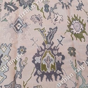 8x10 Ready to ship blue with pink Hand knotted Oushak Made to Order (In Any Size!!)Modern Oushak rug/ area rug/pastel/muted Oushak.