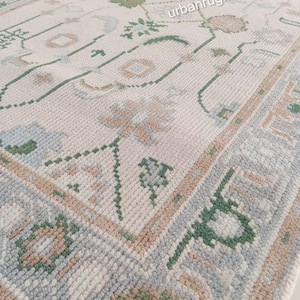 4x6 cream grey, green  Oushak rug muted multi size 8x10/9x12/10x14 Hand-knotted Vintage Oushak Wool Area Rug for Living Room, bed room.