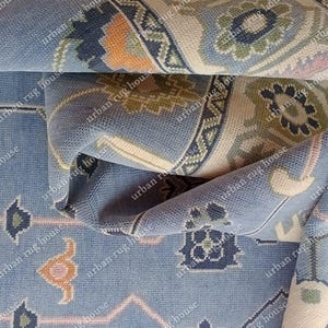 dark blue and beige Oushak Hand knotted Oushak Made to Order (In Any Size!!!!)Modern Oushak rug/ large area rug/pastel/sage/muted Oushak rug