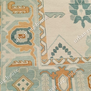 10x14 green Oushak Area Rug, Green Oushak rug, Handmade Wool Rug, Oushak runner | Modern Oushak Rug| Neutral Oushak rug| large