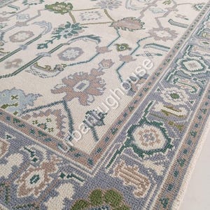 Modern Oushak Light Beige Area Rug| Hand knotted Contemporary Space Rug perfect for living room, bedroom, 8x10, 9x12, 10x14 any where