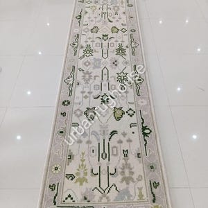 shabby chick style 10x14 green Oushak Area Rug, Green Oushak rug, Handmade WooRug, Oushak runner Modern Oushak Rug| Neutral Oushak rug large