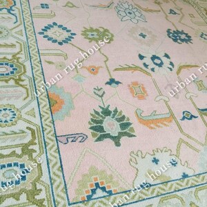 pink, Beige Soft Modern Oushak Rug Premium Wool Hand Knotted, CUSTOMIZE in any Size, Rug For Bedroom, Modern Oushak Rugs