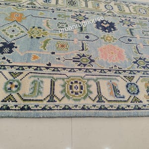 8x10 modern blue  Oushak rug muted multi size 8x10/9x12/10x14Oushak Wool Area Rug for Living Room, bed room.