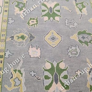 Gray And pink Oushak rug 8x10/9X12/10x14 rug Hand-knotted Vintage Antique Oushak Wool Area Rug for Living Room, Dining room(Quick Ship)