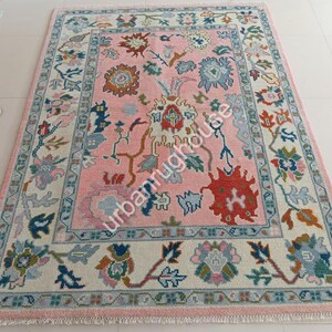 Exquisite Pink Oushak Hand Knotted Rug 4x6, 5x8, 6x9, 8x10, 9x12, 10x14 ft Handmade Rugs for Living Room - Antique Contemporary rug