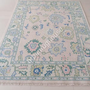 Light Pink Multi Size Contemporary Oushak Rug Soft Pink Accent 5x8,6x9,8x10,9x12,10x14,12x15 Rug Oversize Luxury Hand made Rug in every size