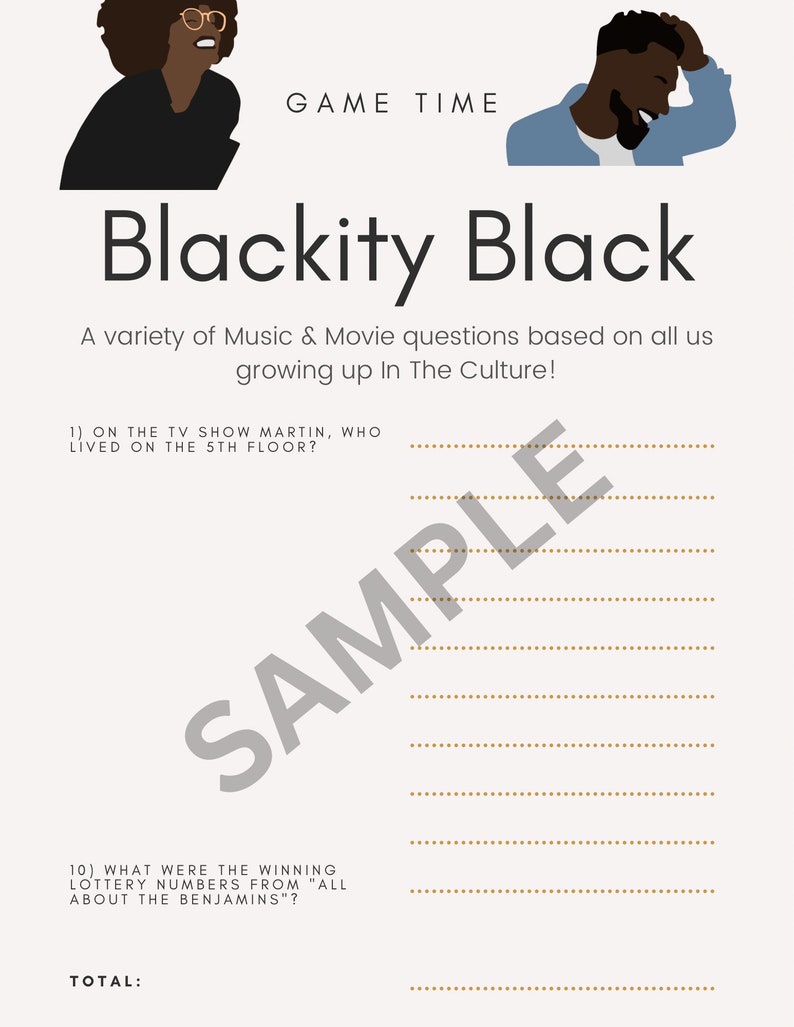 Black Trivia Game Night Bundle for the Culture Black History Movie TV ...