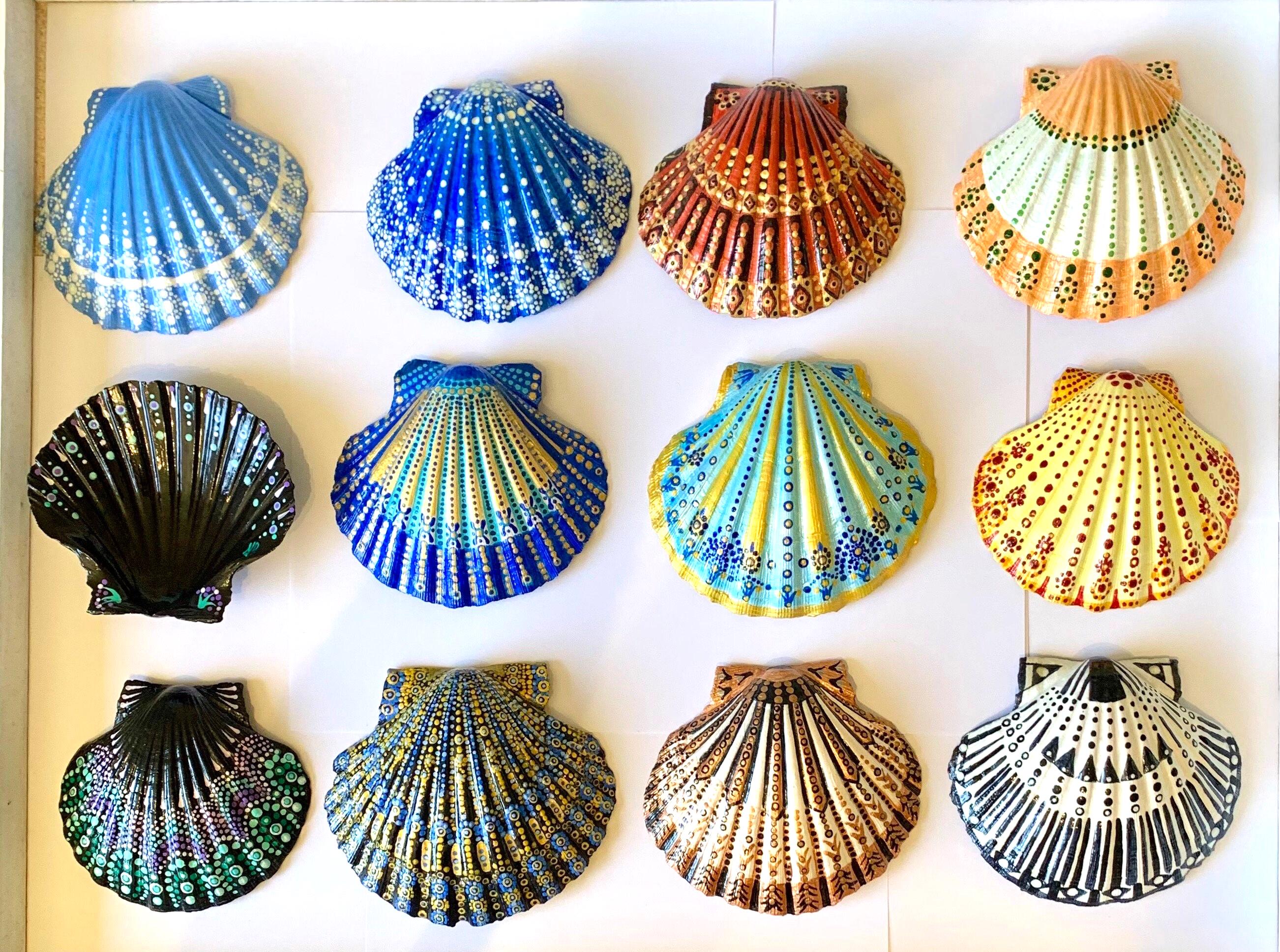 Scallop Shell Inlay Hand Painted Scallop Shell. - Etsy UK