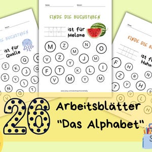 PDF Instant Print 26x Worksheets A-Z &quot;The Alphabet&quot; Worksheet Alphabet Letters Learning School Kindergarten Preschool Children Holidays