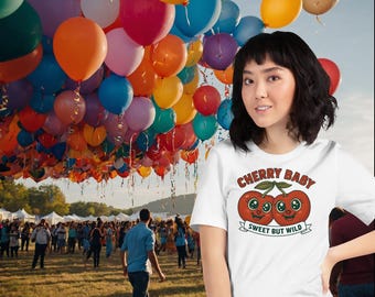 Cherry Baby Retro T-Shirt – Cute 70s Aesthetic Fruit Tee, Vintage Cherries Shirt, Sweet but Wild Graphic Tee for Women & Teens
