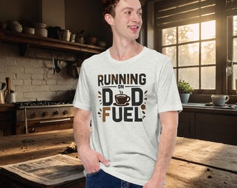 Running on Dad Fuel T-Shirt – Funny Coffee Shirt for Dads – Rustic Father’s Day Gift Idea