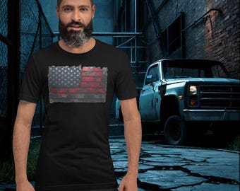 Forged in Freedom American Flag T-Shirt – Rugged Patriotic Tee for Men, Tactical Style 4th of July Shirt, Veteran Gift, USA Grit Tee