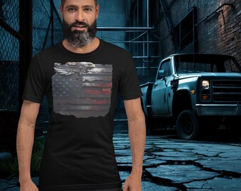 Forged in Freedom American Flag T-Shirt – Rugged Patriotic Tee for Men, Tactical Style 4th of July Shirt, Veteran Gift, USA Grit Tee