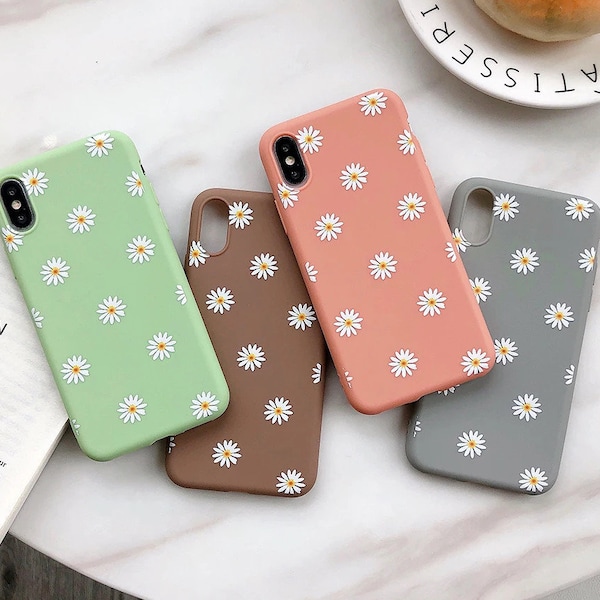 Handy Hülle Bunt Blumen Flower iPhone X XR XS 11 12 13 14 Pro Max Schutzhülle Daisy Gänseblümchen Case Tasche