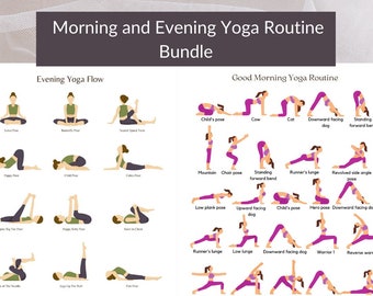 Morning and Evening Yoga Routine 2 Page Bundle Yoga Poses Printable Yoga Studio Decor yoga Poses Illustrations Pdf Stretching Printables Etsy