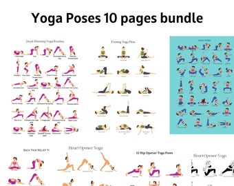 Yoga Poses Print, Home Workout Guide, Exercises Illustrations (PDF)