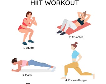HIIT Cardio Workout Printable Pdf, Cardio Shred Workout Digital Pdf, Easy Beginner No Equipment Home Workout Guide,Home HIIT Workout Page