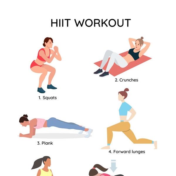 HIIT Cardio Workout Printable Pdf, Cardio Shred Workout Digital Pdf, Easy Beginner No Equipment Home Workout Guide,Home HIIT Workout Page