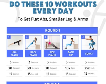 Full Body Workout Poster - 10 Daily Full Body Exercises, Printable Gym Wall Art & Home Workout Motivation Decor