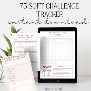 Minimalist 75 Soft Challenge Tracker Printable, 75 Days Habit Tracker,75 Day Challenge Fitness Journal, Self Improvement, Weight Loss Goals