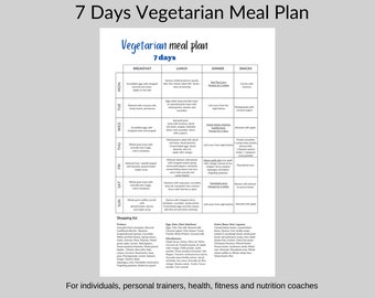7-daags vegetarisch maaltijdplan: eiwitdieetrecepten (digitale download)
